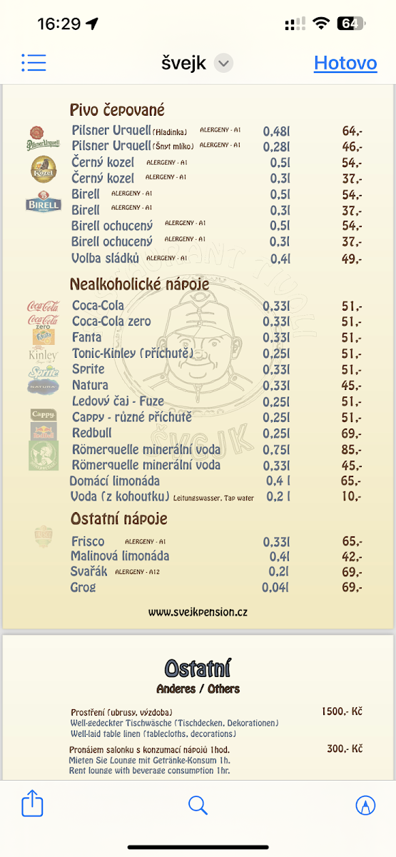 Menu Svejk Restaurant A Pension Tivoli-1