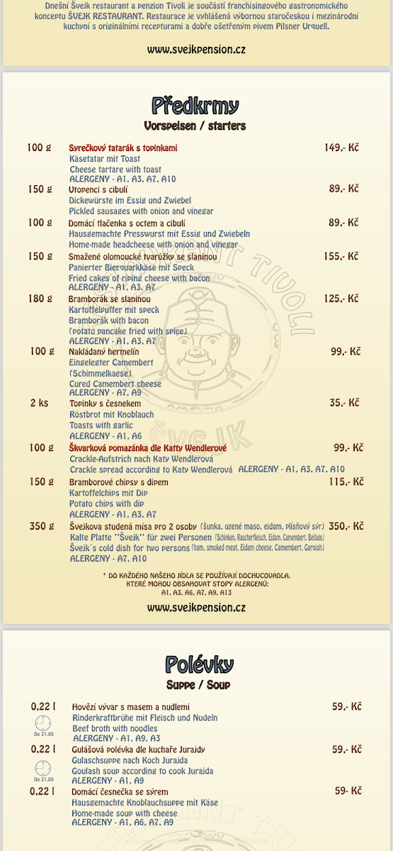 Menu Svejk Restaurant A Pension Tivoli-10