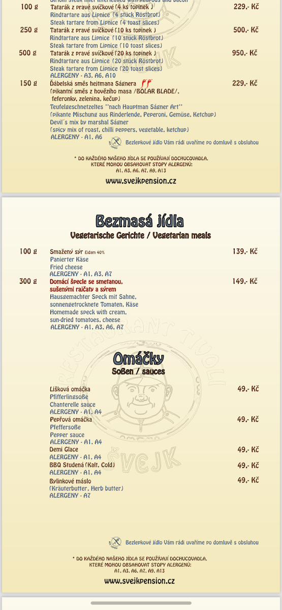 Menu Svejk Restaurant A Pension Tivoli-2