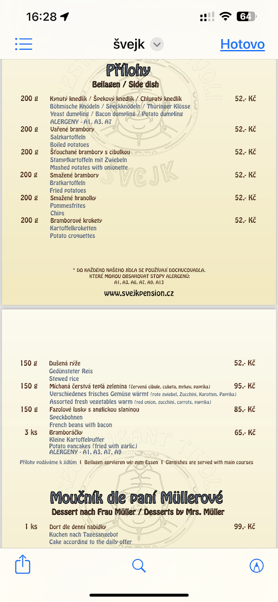 Menu Svejk Restaurant A Pension Tivoli-4