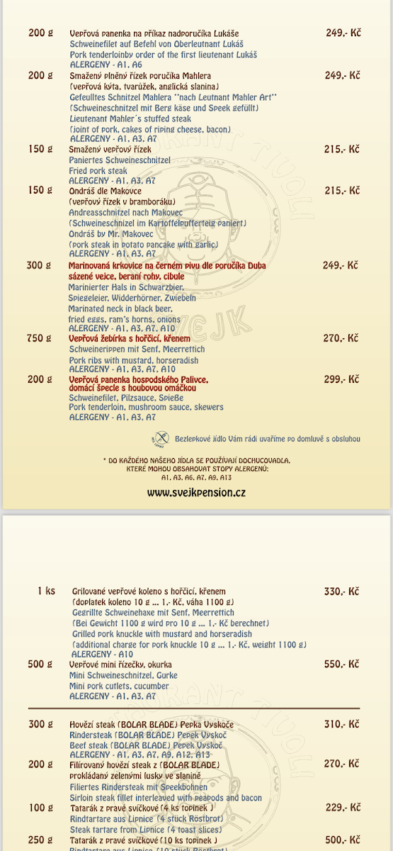 Menu Svejk Restaurant A Pension Tivoli-7